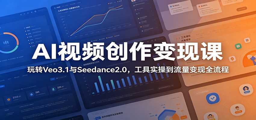 AI视频创作变现课：玩转Veo3.1与Seedance2.0，工具实操到流量变现全流程力繁信息站-闲云创业网-老谢轻创网-中创网-福缘网-冒泡网-资源之家-魔方项目库力繁信息站