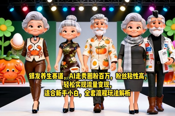 银发养生赛道,AI走秀圈粉百万,粉丝粘性高,轻松实现流量变现,适合新手小白,全套流程玩法解析力繁信息站-闲云创业网-老谢轻创网-中创网-福缘网-冒泡网-资源之家-魔方项目库力繁信息站