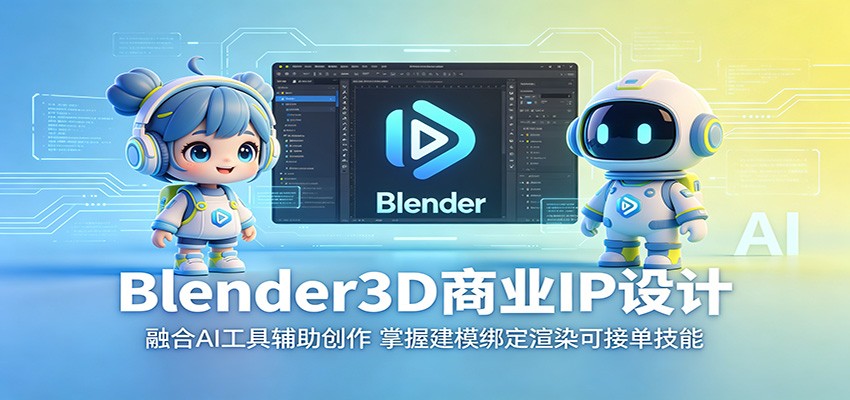 Blender3D商业IP设计:融合AI工具辅助创作,掌握建模绑定渲染可接单技能力繁信息站-闲云创业网-老谢轻创网-中创网-福缘网-冒泡网-资源之家-魔方项目库力繁信息站