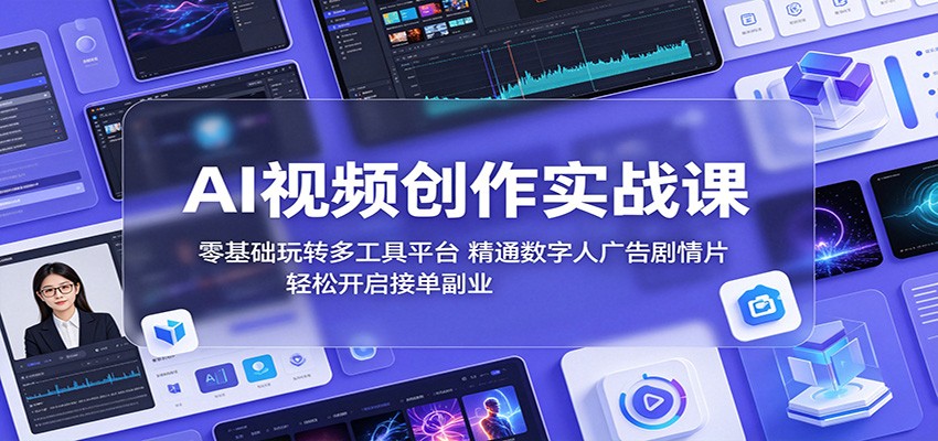 AI视频创作实战课：零基础玩转多工具平台，精通数字人广告、剧情片，轻松开启接单副业力繁信息站-闲云创业网-老谢轻创网-中创网-福缘网-冒泡网-资源之家-魔方项目库力繁信息站