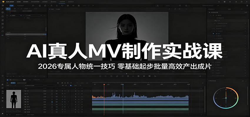 AI真人MV制作实战课：2026专属人物统一技巧，零基础起步批量高效产出成片力繁信息站-闲云创业网-老谢轻创网-中创网-福缘网-冒泡网-资源之家-魔方项目库力繁信息站