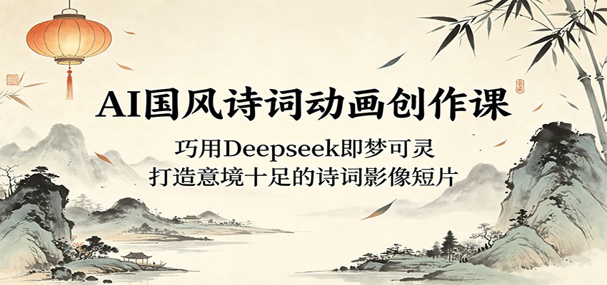 AI国风诗词动画创作课:巧用Deepseek即梦可灵,打造意境十足的诗词影像短片力繁信息站-闲云创业网-老谢轻创网-中创网-福缘网-冒泡网-资源之家-魔方项目库力繁信息站