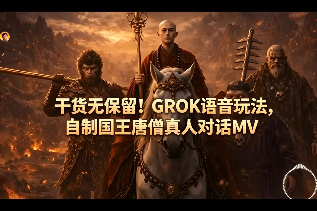 干货无保留！GROK语音玩法，自制国王唐僧真人对话MV力繁信息站-闲云创业网-老谢轻创网-中创网-福缘网-冒泡网-资源之家-魔方项目库力繁信息站