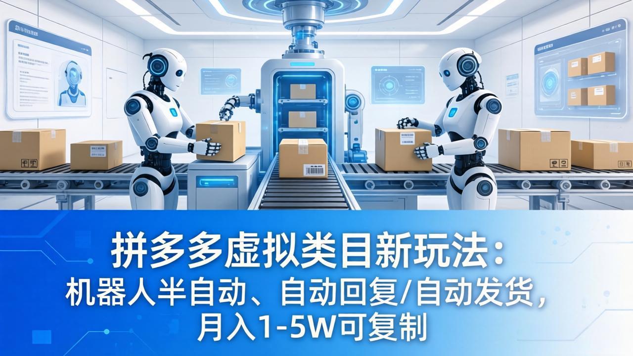 拼多多虚拟类目新玩法：机器人半自动、自动回复 /自动发货，月入 1-5W 可复制力繁信息站-闲云创业网-老谢轻创网-中创网-福缘网-冒泡网-资源之家-魔方项目库力繁信息站