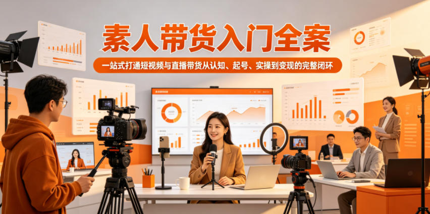 素人带货入门全案,一站式打通短视频与直播带货从认知、起号、实操到变现的完整闭环力繁信息站-闲云创业网-老谢轻创网-中创网-福缘网-冒泡网-资源之家-魔方项目库力繁信息站