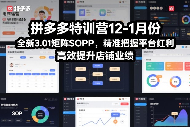 拼多多特训营12-1月份，全新3.01矩阵Sop，精准把握平台红利，高效提升店铺业绩力繁信息站-闲云创业网-老谢轻创网-中创网-福缘网-冒泡网-资源之家-魔方项目库力繁信息站
