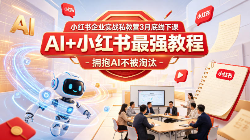 小红书企业实战私教营3月底线下课，AI+小红书最强教程，拥抱AI不被淘汰力繁信息站-闲云创业网-老谢轻创网-中创网-福缘网-冒泡网-资源之家-魔方项目库力繁信息站