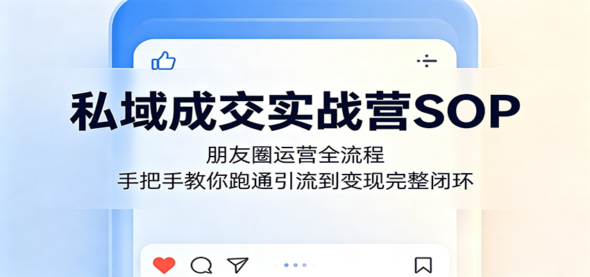 私域成交实战营SOP:朋友圈运营全流程,手把手教你跑通引流到变现完整闭环力繁信息站-闲云创业网-老谢轻创网-中创网-福缘网-冒泡网-资源之家-魔方项目库力繁信息站