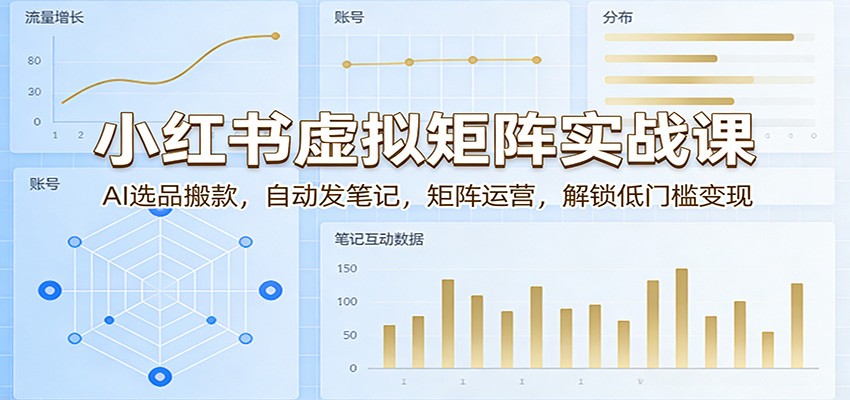 小红书虚拟矩阵实战课：AI选品搬款，自动发笔记，矩阵运营，解锁低门槛变现力繁信息站-闲云创业网-老谢轻创网-中创网-福缘网-冒泡网-资源之家-魔方项目库力繁信息站
