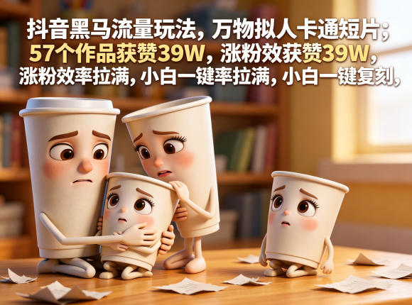 抖音黑马流量玩法,万物拟人卡通短片,57个作品获赞39W,涨粉效率拉满,小白一键复刻,保姆级拆解力繁信息站-闲云创业网-老谢轻创网-中创网-福缘网-冒泡网-资源之家-魔方项目库力繁信息站