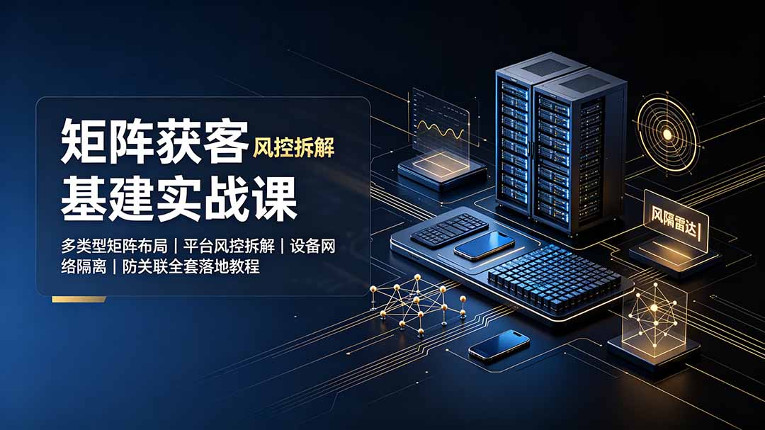 矩阵获客基建实战课：多类型矩阵布局｜平台风控拆解｜设备网络隔离｜防关联全套落地教程力繁信息站-闲云创业网-老谢轻创网-中创网-福缘网-冒泡网-资源之家-魔方项目库力繁信息站