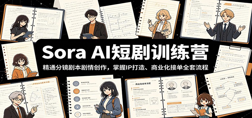 Sora AI短剧训练营:精通分镜剧本剧情创作,掌握IP打造、商业化接单全套流程力繁信息站-闲云创业网-老谢轻创网-中创网-福缘网-冒泡网-资源之家-魔方项目库力繁信息站