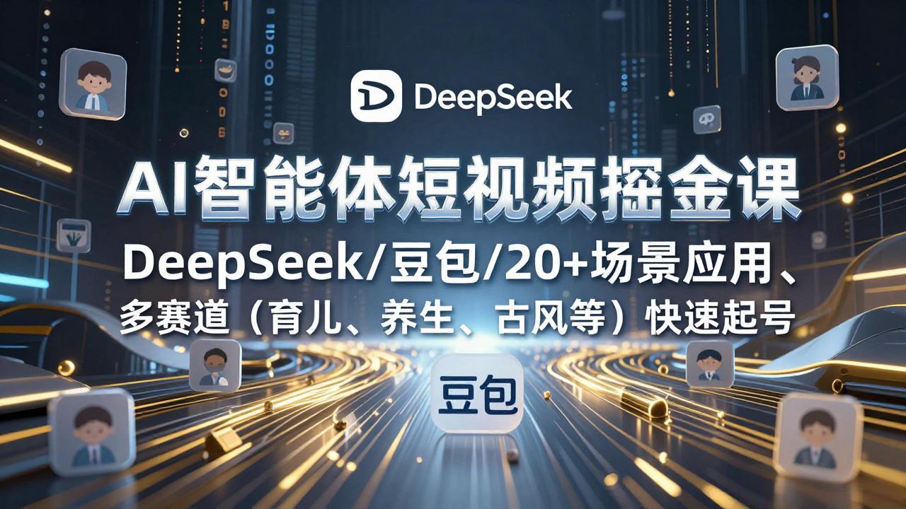 AI智能体短视频掘金课，DeepSeek/豆包/20+场景应用、多赛道(育儿、养生、古风等力繁信息站-闲云创业网-老谢轻创网-中创网-福缘网-冒泡网-资源之家-魔方项目库力繁信息站