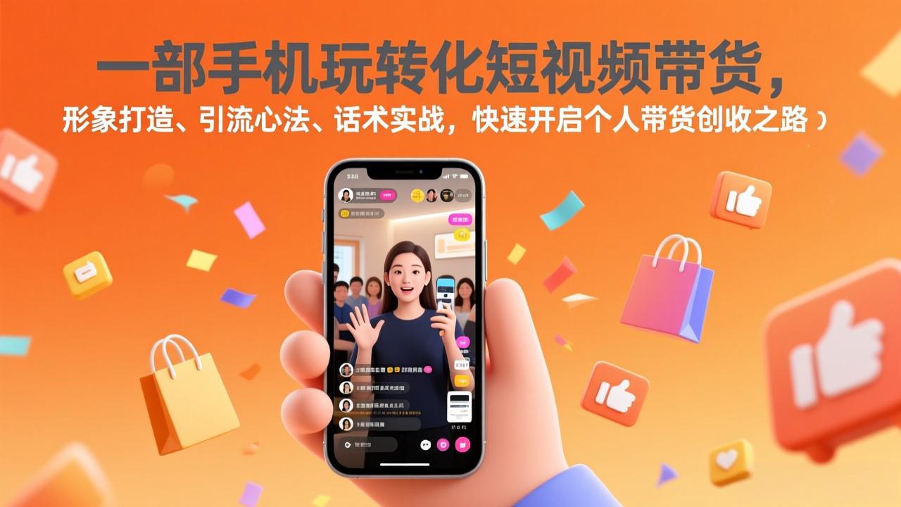 一部手机玩转化短视频带货，形象打造、引流心法、话术实战，快速开启个人带货创收之路力繁信息站-闲云创业网-老谢轻创网-中创网-福缘网-冒泡网-资源之家-魔方项目库力繁信息站