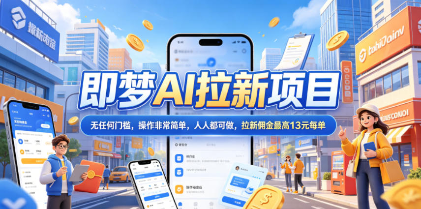 2026年即梦AI拉新项目最新玩法,无任何门槛,操作非常简单,人人都可做,拉新佣金最高13元每单力繁信息站-闲云创业网-老谢轻创网-中创网-福缘网-冒泡网-资源之家-魔方项目库力繁信息站