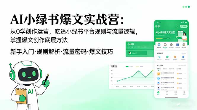 AI 小绿书爆文实战营：从0学创作运营，吃透小绿书平台规则与流量逻辑，掌握爆文创作底层方法力繁信息站-闲云创业网-老谢轻创网-中创网-福缘网-冒泡网-资源之家-魔方项目库力繁信息站