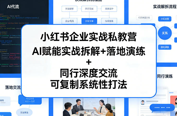 小红书企业实战私教营，AI赋能实战拆解+落地演练+同行深度交流，可复制系统性打法力繁信息站-闲云创业网-老谢轻创网-中创网-福缘网-冒泡网-资源之家-魔方项目库力繁信息站