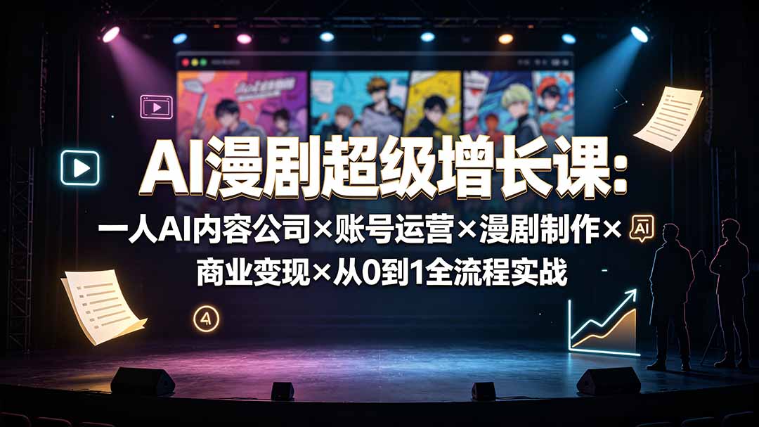 AI漫剧超级增长课:一人AI内容公司×账号运营×漫剧制作×商业变现×从0到1全流程实战力繁信息站-闲云创业网-老谢轻创网-中创网-福缘网-冒泡网-资源之家-魔方项目库力繁信息站