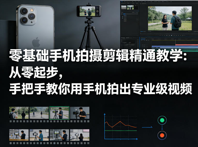 零基础手机拍摄剪辑精通教学：从零起步，手把手教你用手机拍出专业级视频力繁信息站-闲云创业网-老谢轻创网-中创网-福缘网-冒泡网-资源之家-魔方项目库力繁信息站