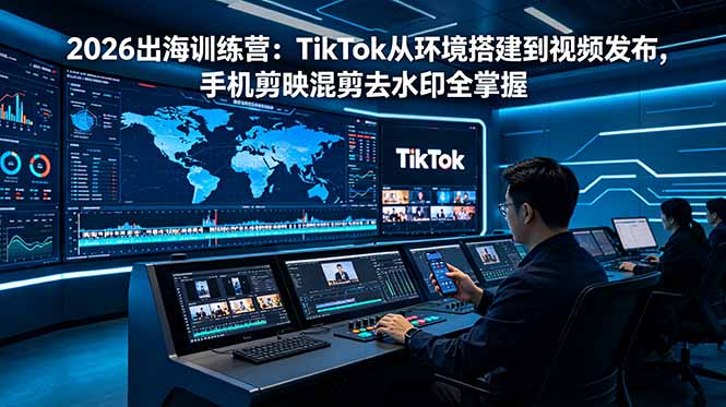 2026出海训练营:TikTok从环境搭建到视频发布,手机剪映混剪去水印全掌握力繁信息站-闲云创业网-老谢轻创网-中创网-福缘网-冒泡网-资源之家-魔方项目库力繁信息站
