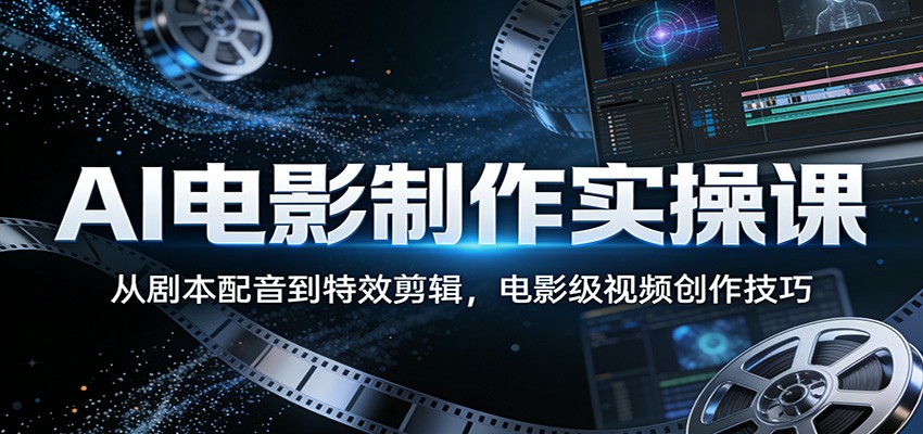 AI电影制作实操课：从剧本配音到特效剪辑，电影级视频创作技巧力繁信息站-闲云创业网-老谢轻创网-中创网-福缘网-冒泡网-资源之家-魔方项目库力繁信息站