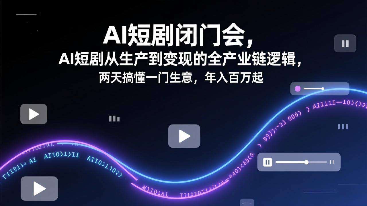 AI短剧闭门会，AI短剧从生产到变现的全产业链逻辑，两天搞懂一门生意，年入百万起力繁信息站-闲云创业网-老谢轻创网-中创网-福缘网-冒泡网-资源之家-魔方项目库力繁信息站