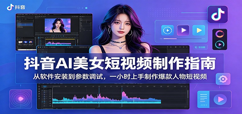 抖音AI美女短视频制作指南:从软件安装到参数调试,一小时上手制作爆款人物短视频力繁信息站-闲云创业网-老谢轻创网-中创网-福缘网-冒泡网-资源之家-魔方项目库力繁信息站