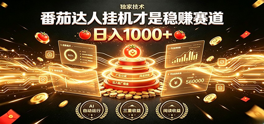 别再瞎找副业！番茄达人挂机才是稳赚赛道 日入1000+力繁信息站-闲云创业网-老谢轻创网-中创网-福缘网-冒泡网-资源之家-魔方项目库力繁信息站