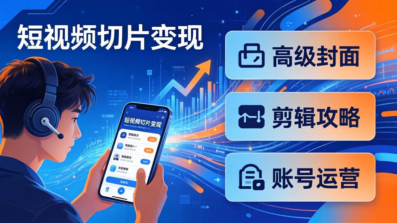 短视频切片变现速成班2.0：高级封面+剪辑攻略+账号运营，0基础小白快速入局副业力繁信息站-闲云创业网-老谢轻创网-中创网-福缘网-冒泡网-资源之家-魔方项目库力繁信息站