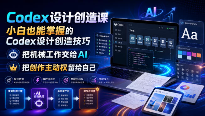 Codex设计创造课,小白也能掌握的Codex设计创造技巧,把机械工作交给AI,把创作主动权留给自己力繁信息站-闲云创业网-老谢轻创网-中创网-福缘网-冒泡网-资源之家-魔方项目库力繁信息站