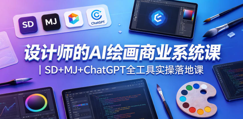 设计师的AI绘画商业系统课|SD+MJ+ChatGPT全工具实操落地课力繁信息站-闲云创业网-老谢轻创网-中创网-福缘网-冒泡网-资源之家-魔方项目库力繁信息站