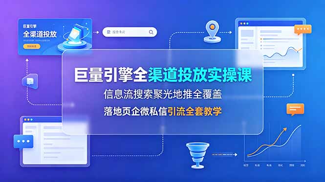 巨量引擎全渠道投放实操课,信息流搜索聚光地推全覆盖,落地页企微私信引流全套教学力繁信息站-闲云创业网-老谢轻创网-中创网-福缘网-冒泡网-资源之家-魔方项目库力繁信息站