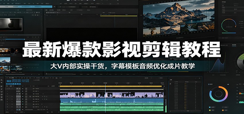 最新爆款影视剪辑教程：大V内部实操干货，字幕模板音频优化成片教学力繁信息站-闲云创业网-老谢轻创网-中创网-福缘网-冒泡网-资源之家-魔方项目库力繁信息站