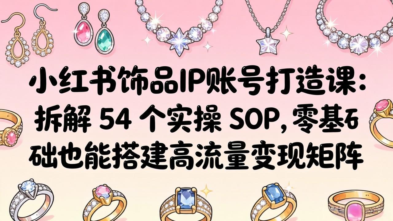 小红书饰品IP账号打造课：拆解 54 个实操 SOP，零基础也能搭建高流量变现矩阵力繁信息站-闲云创业网-老谢轻创网-中创网-福缘网-冒泡网-资源之家-魔方项目库力繁信息站