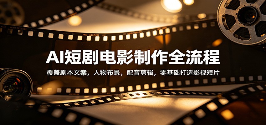 AI短剧电影制作全流程：覆盖剧本文案，人物布景，配音剪辑，零基础打造影视短片力繁信息站-闲云创业网-老谢轻创网-中创网-福缘网-冒泡网-资源之家-魔方项目库力繁信息站