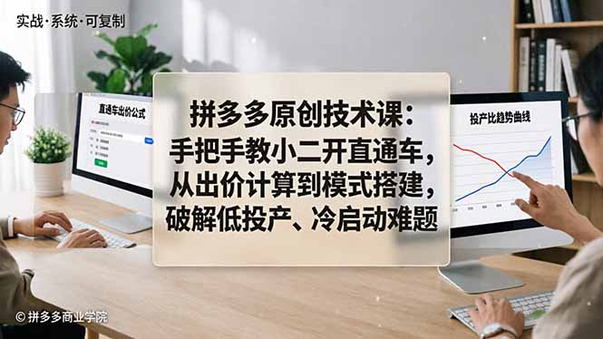 拼多多原创技术课：手把手教小二开直通车，从出价计算到模式搭建，破解低投产、冷启动难题力繁信息站-闲云创业网-老谢轻创网-中创网-福缘网-冒泡网-资源之家-魔方项目库力繁信息站