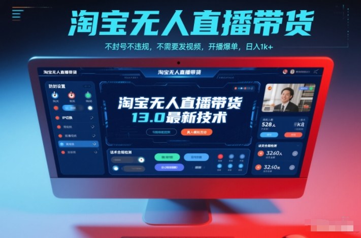 淘宝无人直播带货13.0最新技术，不封号不违规，不需要发视频，开播爆单，日入1k+【揭秘】力繁信息站-闲云创业网-老谢轻创网-中创网-福缘网-冒泡网-资源之家-魔方项目库力繁信息站