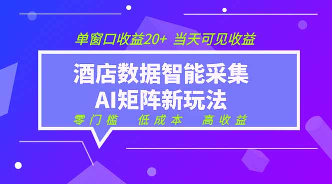 2026酒店数据采集ai智能矩阵新风口 低成本 高收益 当天见收益 单窗口20+力繁信息站-闲云创业网-老谢轻创网-中创网-福缘网-冒泡网-资源之家-魔方项目库力繁信息站