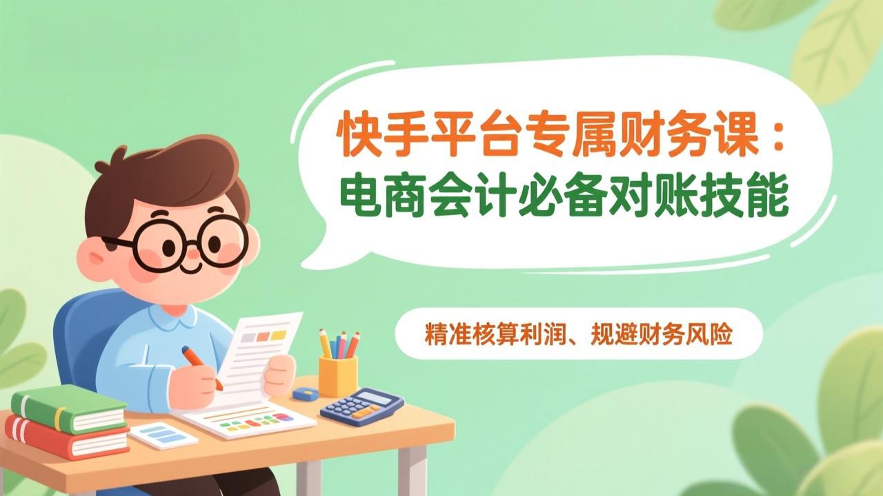 快手平台专属财务课：电商会计必备对账技能，精准核算利润、规避财务风险力繁信息站-闲云创业网-老谢轻创网-中创网-福缘网-冒泡网-资源之家-魔方项目库力繁信息站