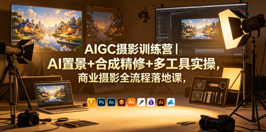 AIGC摄影训练营｜AI置景+合成精修+多工具实操，商业摄影全流程落地课力繁信息站-闲云创业网-老谢轻创网-中创网-福缘网-冒泡网-资源之家-魔方项目库力繁信息站
