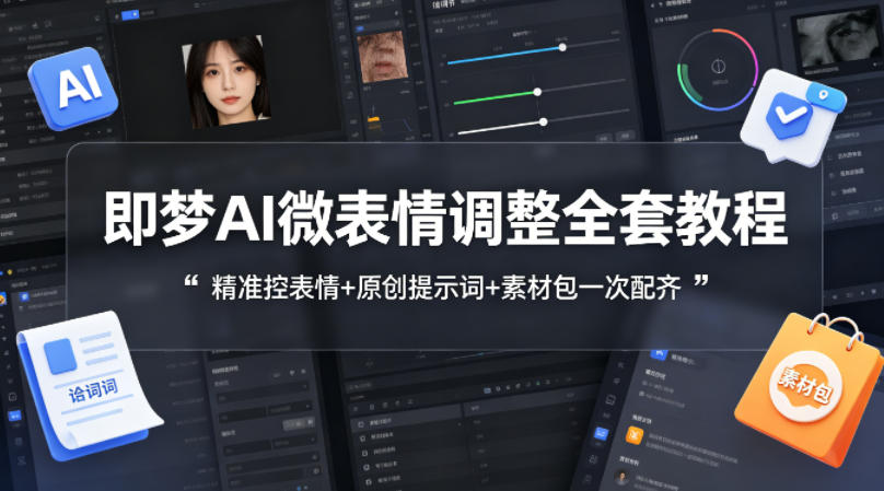 即梦AI微表情调整全套教程,精准控表情+原创提示词+素材包一次配齐力繁信息站-闲云创业网-老谢轻创网-中创网-福缘网-冒泡网-资源之家-魔方项目库力繁信息站
