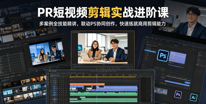 PR短视频剪辑实战进阶课,多案例全技能精讲,联动PS协同创作,快速练就商用剪辑能力力繁信息站-闲云创业网-老谢轻创网-中创网-福缘网-冒泡网-资源之家-魔方项目库力繁信息站