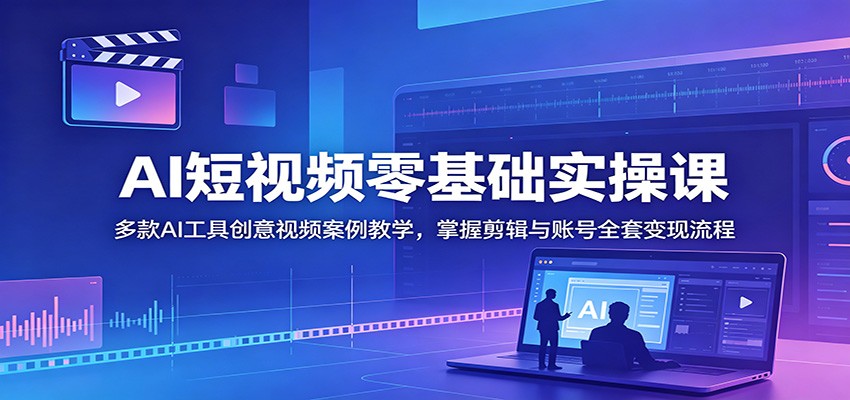 AI短视频零基础实操课:多款AI工具创意视频案例教学,掌握剪辑与账号全套变现流程力繁信息站-闲云创业网-老谢轻创网-中创网-福缘网-冒泡网-资源之家-魔方项目库力繁信息站