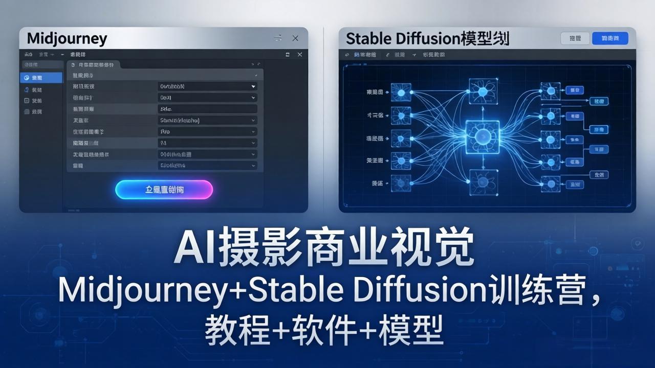 AI摄影商业视觉Midjourney+Stable Diffusion训练营，教程+软件+模型力繁信息站-闲云创业网-老谢轻创网-中创网-福缘网-冒泡网-资源之家-魔方项目库力繁信息站