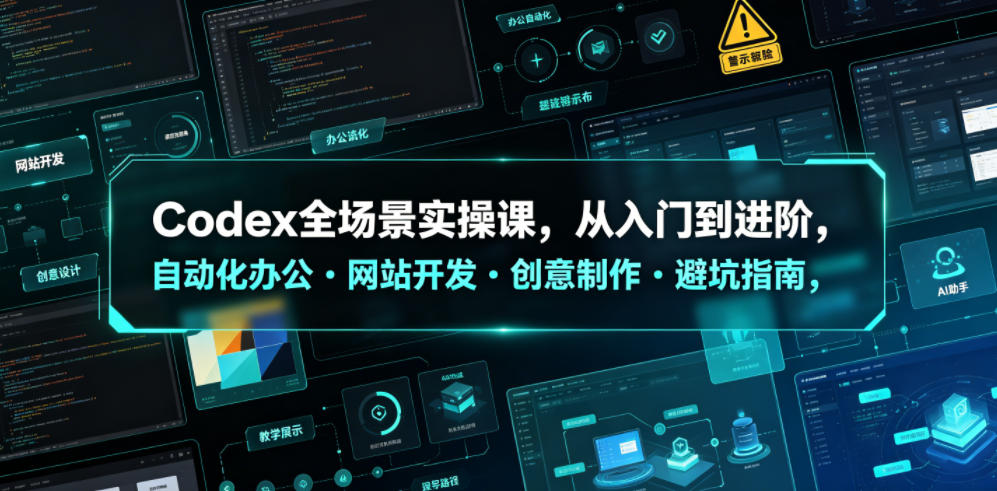 Codex全场景实操课,从入门到进阶,自动化办公・网站开发・创意制作・避坑指南,全流程教学力繁信息站-闲云创业网-老谢轻创网-中创网-福缘网-冒泡网-资源之家-魔方项目库力繁信息站