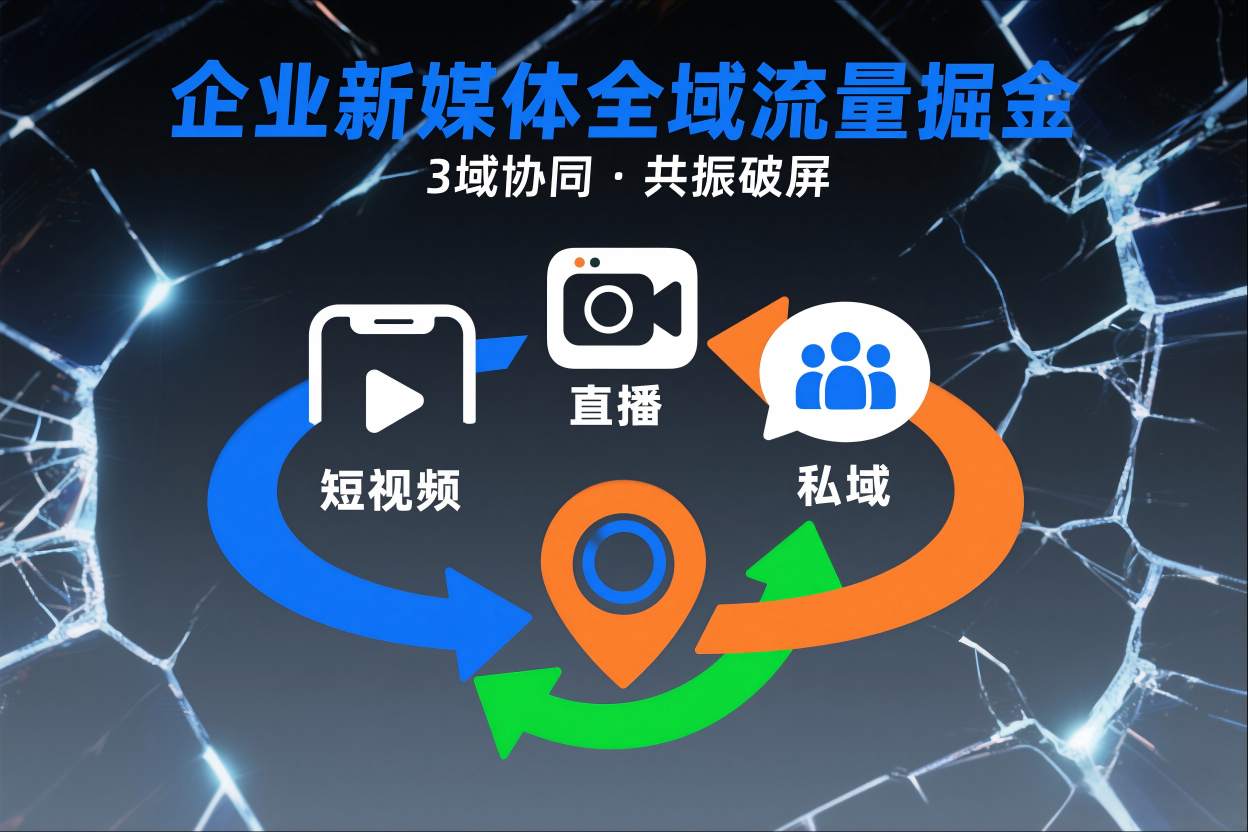 短视频全域商业模式，企业新媒体全域流量掘金，3域协同，共振破屏，短视频-直播-私域-地域力繁信息站-闲云创业网-老谢轻创网-中创网-福缘网-冒泡网-资源之家-魔方项目库力繁信息站