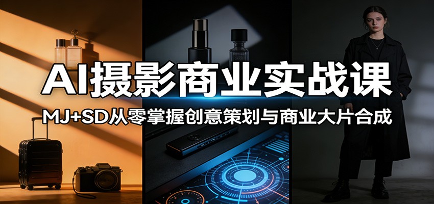 AI摄影商业实战课：MJ+SD从零掌握创意策划与商业大片合成力繁信息站-闲云创业网-老谢轻创网-中创网-福缘网-冒泡网-资源之家-魔方项目库力繁信息站