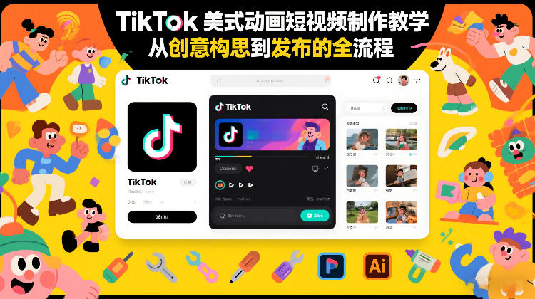 TikTok美式动画短视频制作教学，从创意构思到发布的全流程力繁信息站-闲云创业网-老谢轻创网-中创网-福缘网-冒泡网-资源之家-魔方项目库力繁信息站