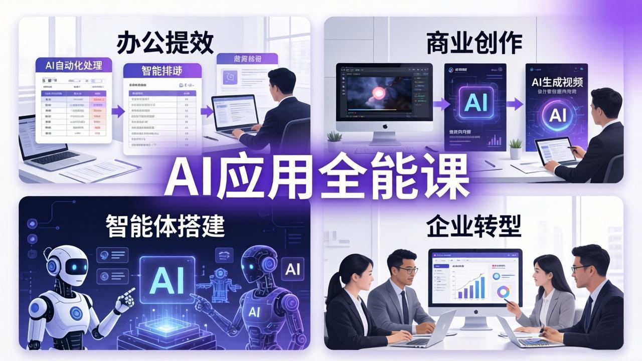 AIGC 应用师全能课-更新：办公提效、商业创作、智能体搭建、企业转型，一站式学会AI应用力繁信息站-闲云创业网-老谢轻创网-中创网-福缘网-冒泡网-资源之家-魔方项目库力繁信息站