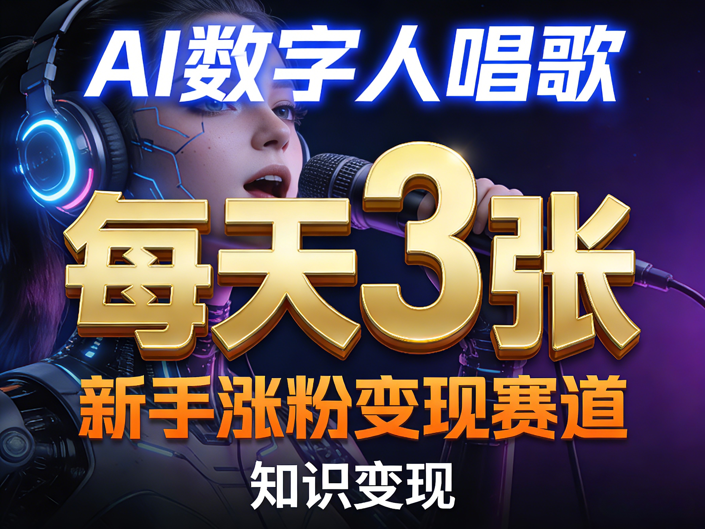 AI数字人唱歌,新手涨粉变现赛道,每天3张和知识付费,副业必备力繁信息站-闲云创业网-老谢轻创网-中创网-福缘网-冒泡网-资源之家-魔方项目库力繁信息站
